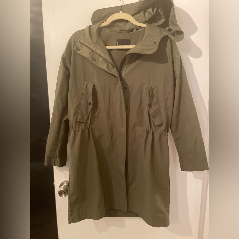 Olive green rain jacket